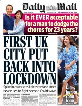 Daily Mail front page 30.06.20