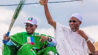 Govnor Gboyega Oyetola and former govnor Rauf Aregbesola