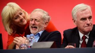 Jennie Formby with Jeremy Corbyn and John McDonnell