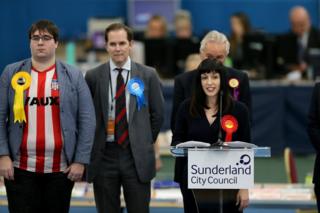 Labour's Bridget Phillipson gives a victory speech