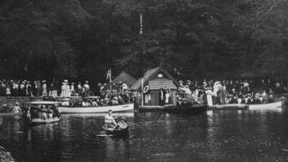 Boat stage, Rudyard Lake, 1912