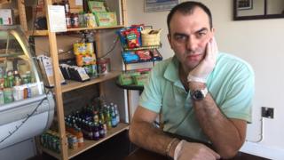 Graziano Borghese in his cafe