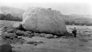 A block of granodiorite near the site of the former town of Ranrahirca.