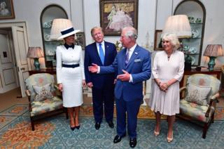 Donald y Melania Trump y los Duques de Cornwall en Clarence House, la residencia oficial de la pareja británica.