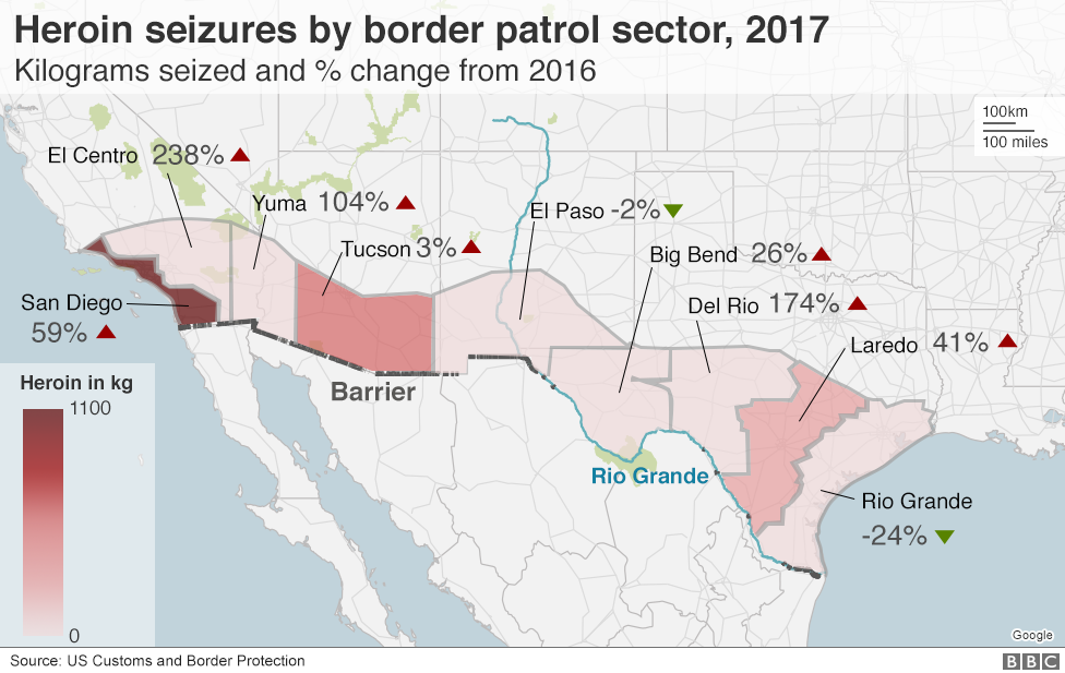 Trump Wall All You Need To Know About Us Border In Seven Charts Bbc News 