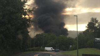 A recylcling plant fire in Crossskeys