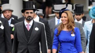 Xeque Mohammed Al Maktoum e a princesa Haya Bint al-Hussein no Royal Ascot em 2012