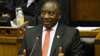 Le président sud-africain Cyril Ramaphosa lors de son discours à la nation jeudi 13 fevrier 2020