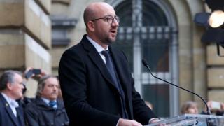 Prime Minister Charles Michel speaks outside Belgian parliament (24 March)