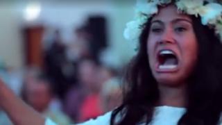 Aaliya Armstrong performs the haka at her wedding in Auckland