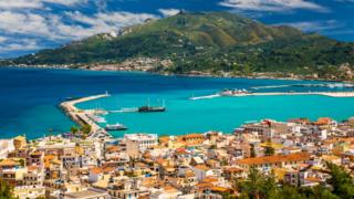 Summer view of Zakynthos (Zante) city - stock photo