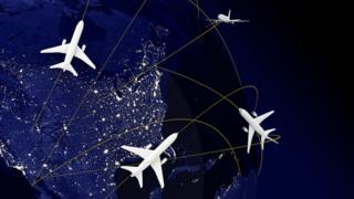 Ilustración de rutas aéreas