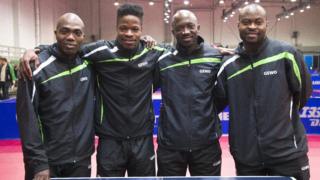 Some of di players for Nigeria table tennis team wit dai new kit