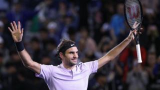 Roger Federer, lors du Masters 1000 de Shanghai, le 15 octobre 2017.