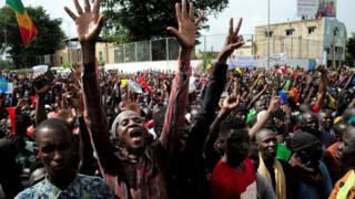 Opposition supporters protest in Mali