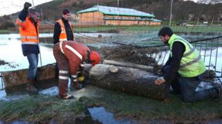Clean-up operations in Peebles, Scotland