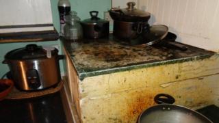A mouldy kitchen unit