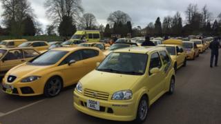 Yellow car convoy