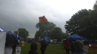 Bouncy castle lifts off the ground