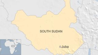 A map showing Juba in the country of South Sudan