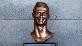 A bust of Cristiano Ronaldo