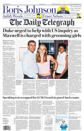 Telegraph front page 03.07.20