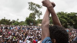 Anti-government protester in Ethiopia