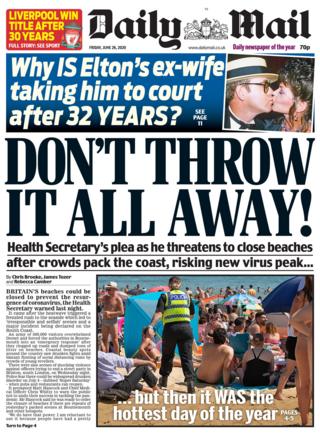 Daily Mail front page 26.06.20