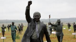 A view of one of the new struggle hero statues, of Nelson Mandela, recently erected at the Cradle of Humankind in Johannesburg, South Africa - Friday 4 January 2019