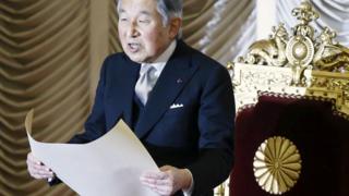 明仁天皇は1989年に即位した。写真は今年1月、国会開会式の天皇陛下。