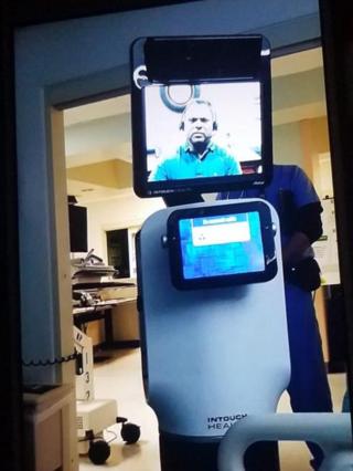 The video-link robot in hospital