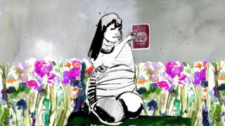 Zara in garden with passport