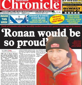 Front page of Ballycastle Chronicle