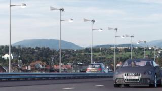 Artist's impression of the turbines on lampposts