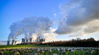 Steam rises from the brown coal-fired power plant Neurath (front-C) and Niederaussem (rear-L) operated by RWE in Bergheim, 04 December 2018. The Rhenish Brown Coal Field is Europe"s largest carbon dioxide source. According to a report by the UN, the carbon dioxide (CO2) emissions have gone up for the first time in four years. The report came just days ahead of the COP24 United Nations Climate Change Conference taking place in Poland from 02 to 14 December 2018. EPA/SASCHA STEINBACH