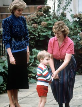 A young Prince William on his first day at nursery school in London