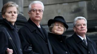 Dr Fritz von Weizsäcker, second from left, at his father's funeral with his siblings