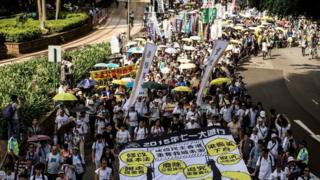 香港民阵每年都会举行"七一游行",争取各种政治权益。(资料图片)