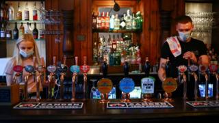 Bar staff in mask