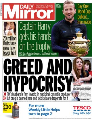 Daily mirror front page