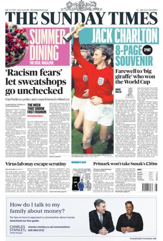 Sunday Times front page 12/07/20