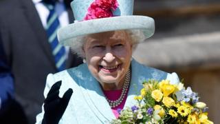 The Queen Leaving St. George's Chapel on Easter Sunday