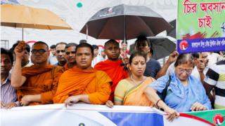 বাংলাদেশের রাজধানী ঢাকায় হিন্দু-বৌদ্ধ-খ্রীষ্টান ঐক্য পরিষদের একটি মিছিল