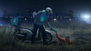 Scene from banned Deliveroo ad