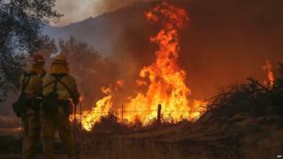 Firefighters in San Diego County, California, 22 June 2016