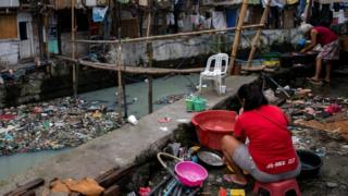 Perkampungan warga berpenghasilan rendah di Manila