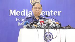 Bangladesh police chief Javed Patwary speaking at a press conference