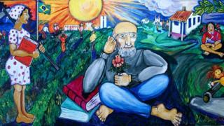 Painelcvsobre Paulo Freire no CEFORTEPE - Centro de Formação, Tecnologia e Pesquisa Educacional Prof. "Milton de Almeida Santos", em Campinas (SP)