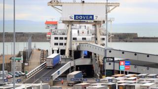 Lorries at Dover ferry terminal