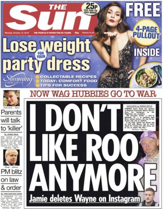 Front page of the Sun on 14 October 2019